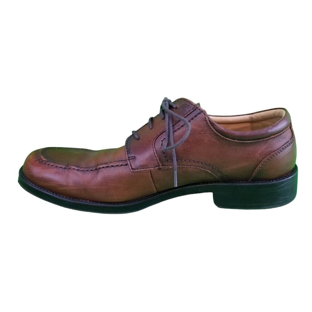 ✅Mens 10.5M Chaps Oxfords Brown Leather Lace up Apron Toe Stitch  Dress Shoes - Picture 8 of 16
